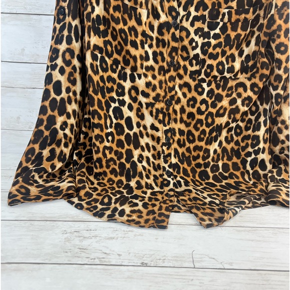Express Portofino Shirt  Small Brown Black Leopard Button Career Casual - Picture 4 of 11